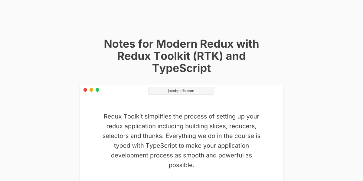 Notes For Modern Redux With Redux Toolkit Rtk And Typescript