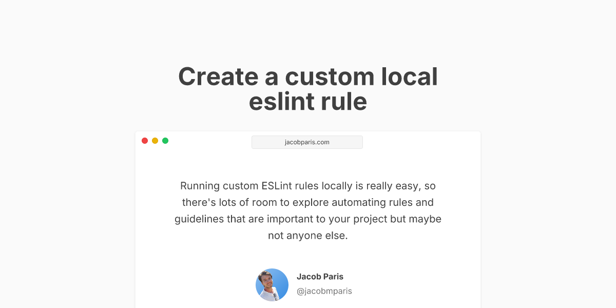 Create A Custom Local Eslint Rule