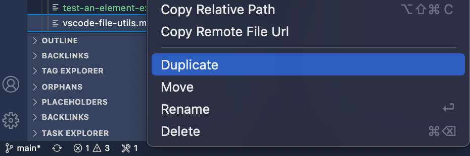 Context menu over file in the VS Code file explorer showing additional options